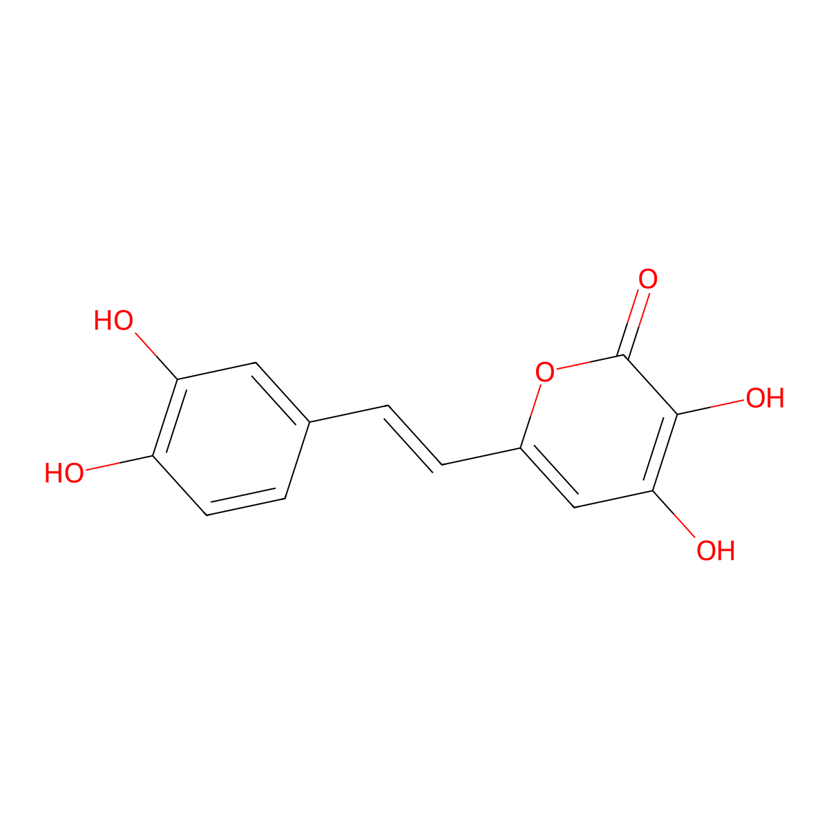 6-[(E)-2-(3,4-dihydroxyphenyl)ethenyl]-3,4-dihydroxy-2H-pyran-2-one molecular structure, CAS 1799964-66-1