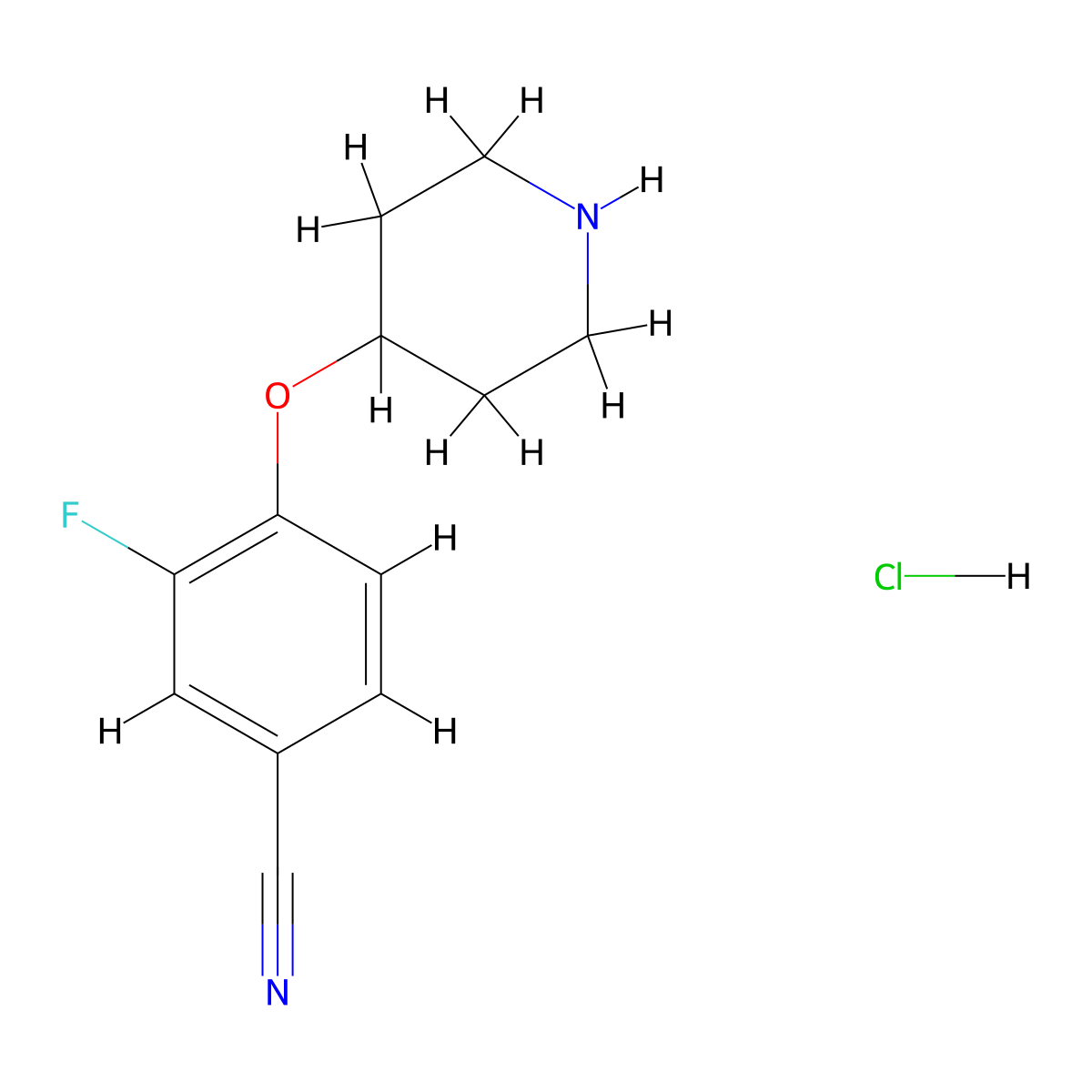 3-Fluoro-4-(piperidin-4-yloxy)benzonitrile hydrochloride molecular structure, CAS 1799968-81-2