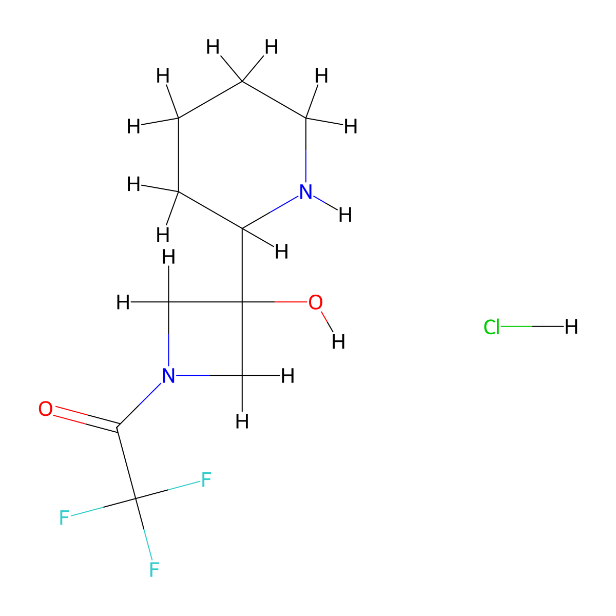 2,2,2-Trifluoro-1-(3-hydroxy-3-(piperidin-2-yl)azetidin-1-yl)ethan-1-one hydrochloride molecular structure, CAS 1799970-85-6