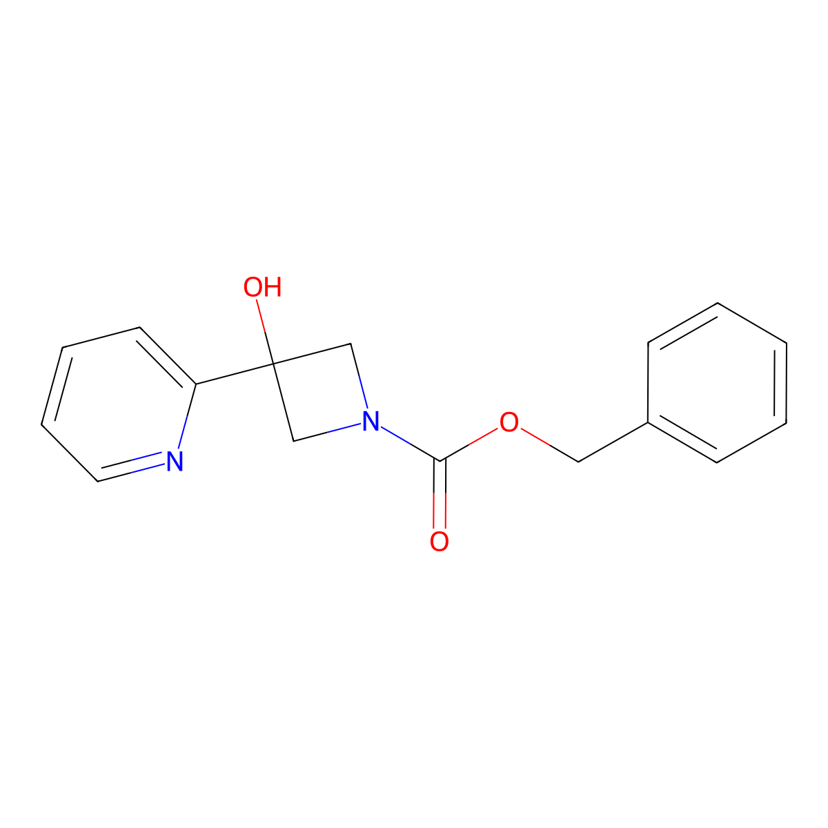 Benzyl 3-hydroxy-3-(pyridin-2-yl)azetidine-1-carboxylate molecular structure, CAS 1799970-87-8