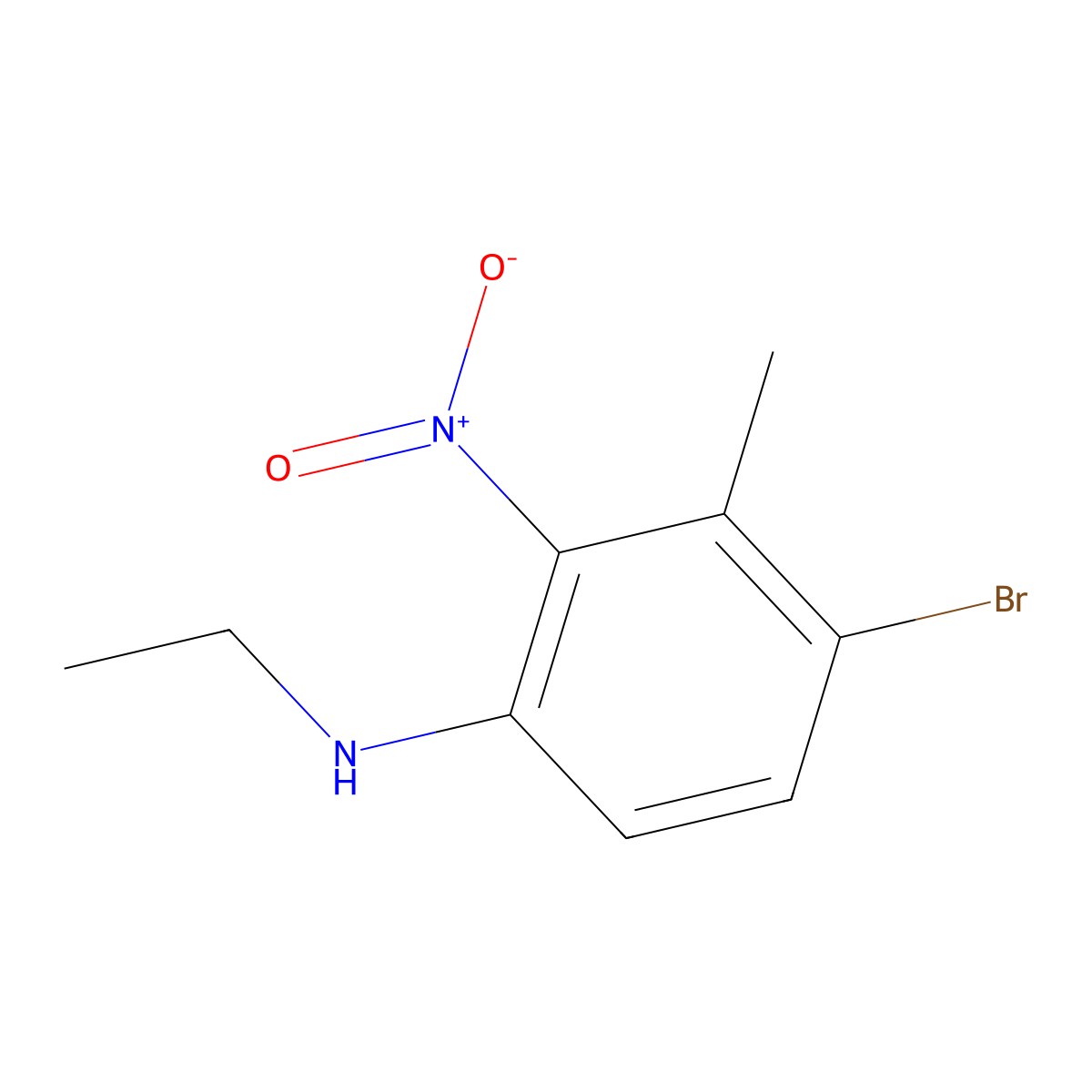 4-bromo-N-ethyl-3-methyl-2-nitroaniline molecular structure, CAS 1799974-72-3