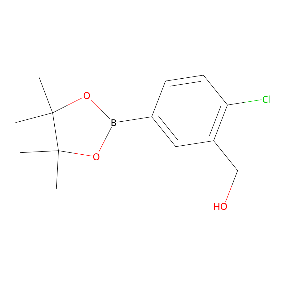 (2-Chloro-5-(4,4,5,5-tetramethyl-1,3,2-dioxaborolan-2-yl)phenyl)methanol molecular structure, CAS 1799974-98-3