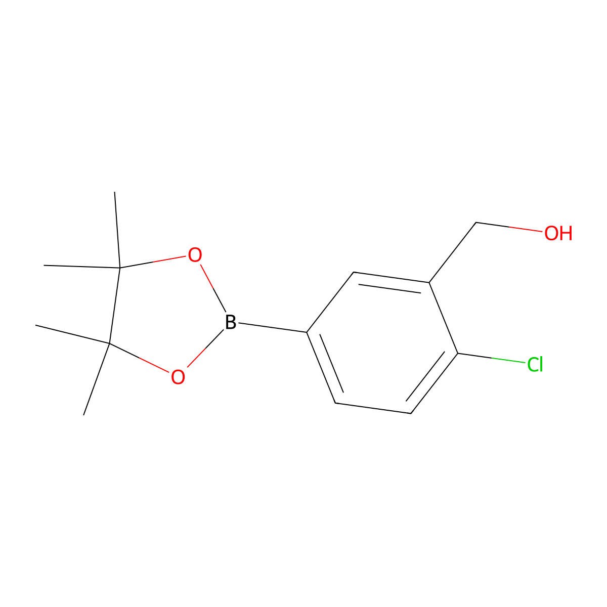 (2-Chloro-5-(4,4,5,5-tetramethyl-1,3,2-dioxaborolan-2-yl)phenyl)methanol molecular structure, CAS 1799974-98-3
