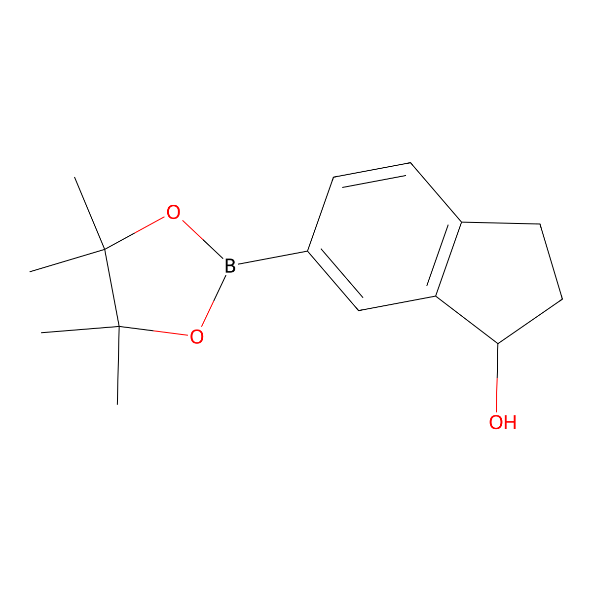 6-(4,4,5,5-tetramethyl-1,3,2-dioxaborolan-2-yl)-2,3-dihydro-1H-inden-1-ol molecular structure, CAS 1799980-05-4