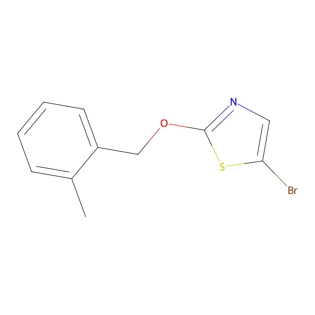 5-Bromo-2-[(2-methylphenyl)methoxy]-1,3-thiazole molecular structure, CAS 1800013-50-6