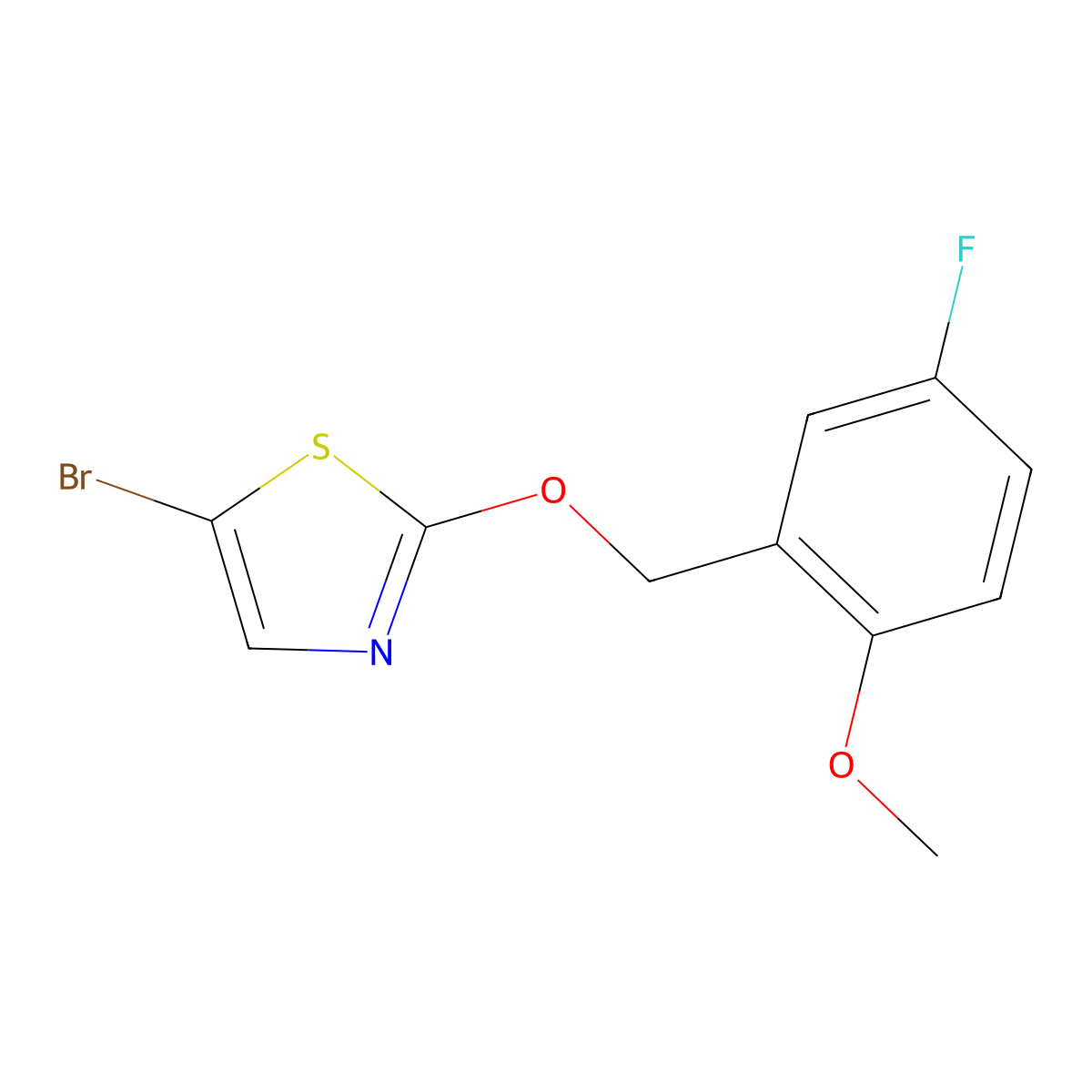 5-Bromo-2-[(5-fluoro-2-methoxyphenyl)methoxy]-1,3-thiazole molecular structure, CAS 1800013-75-5
