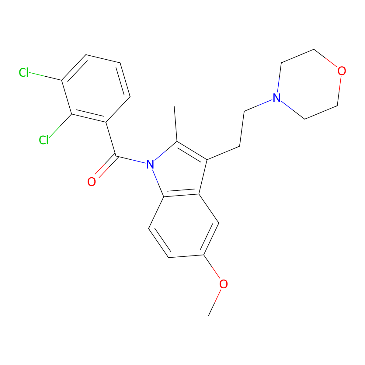 1-(2,3-Dichlorobenzoyl)-5-methoxy-2-methyl-(3-(morpholin-4-yl)ethyl)-1H-indole hydrochloride molecular structure, CAS 180002-83-9