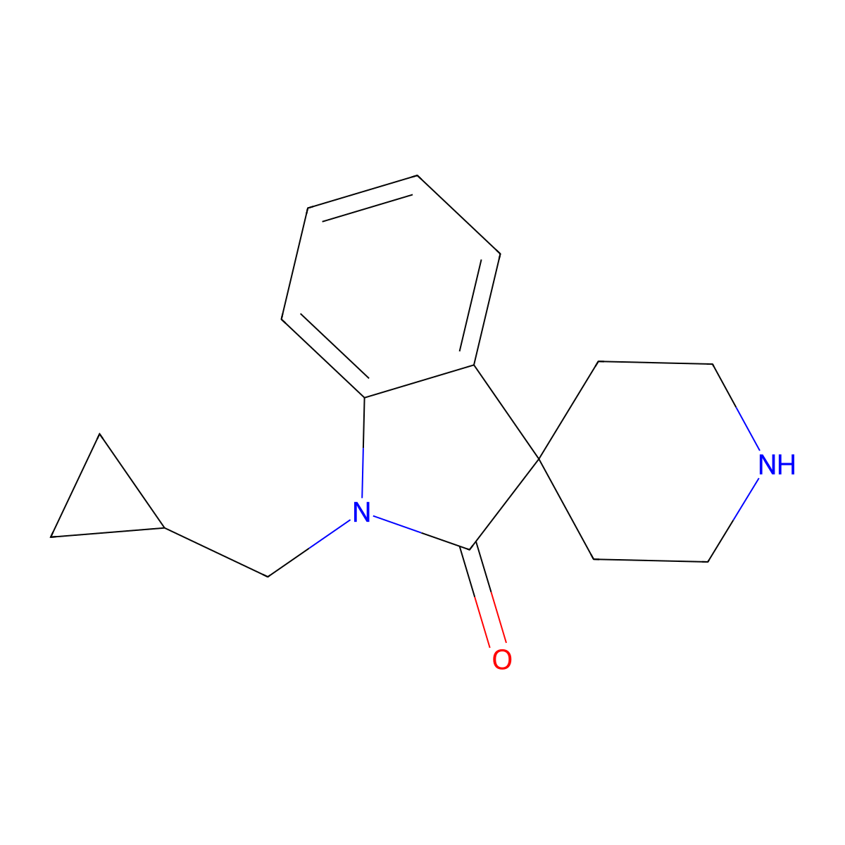 1-(Cyclopropylmethyl)spiro[indoline-3,4'-piperidin]-2-one molecular structure, CAS 1800028-98-1