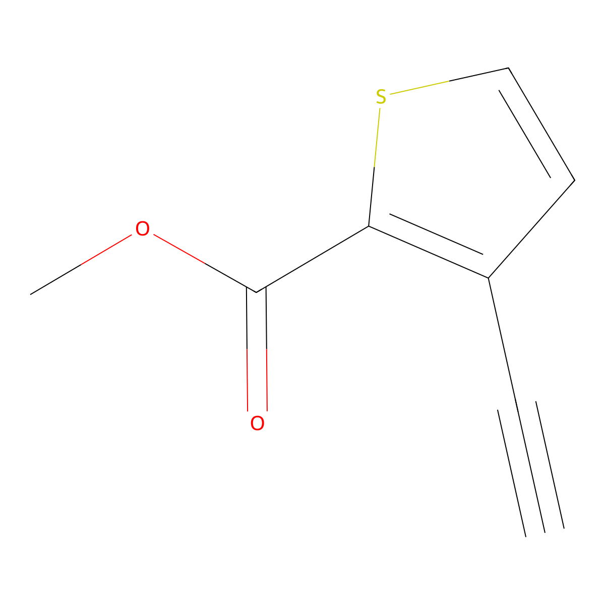 Methyl 3-ethynylthiophene-2-carboxylate molecular structure, CAS 1800082-83-0