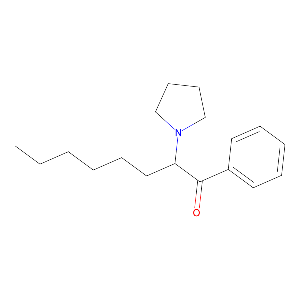 Alpha-pyrrolidinooctanophenone molecular structure, CAS 1800101-28-3