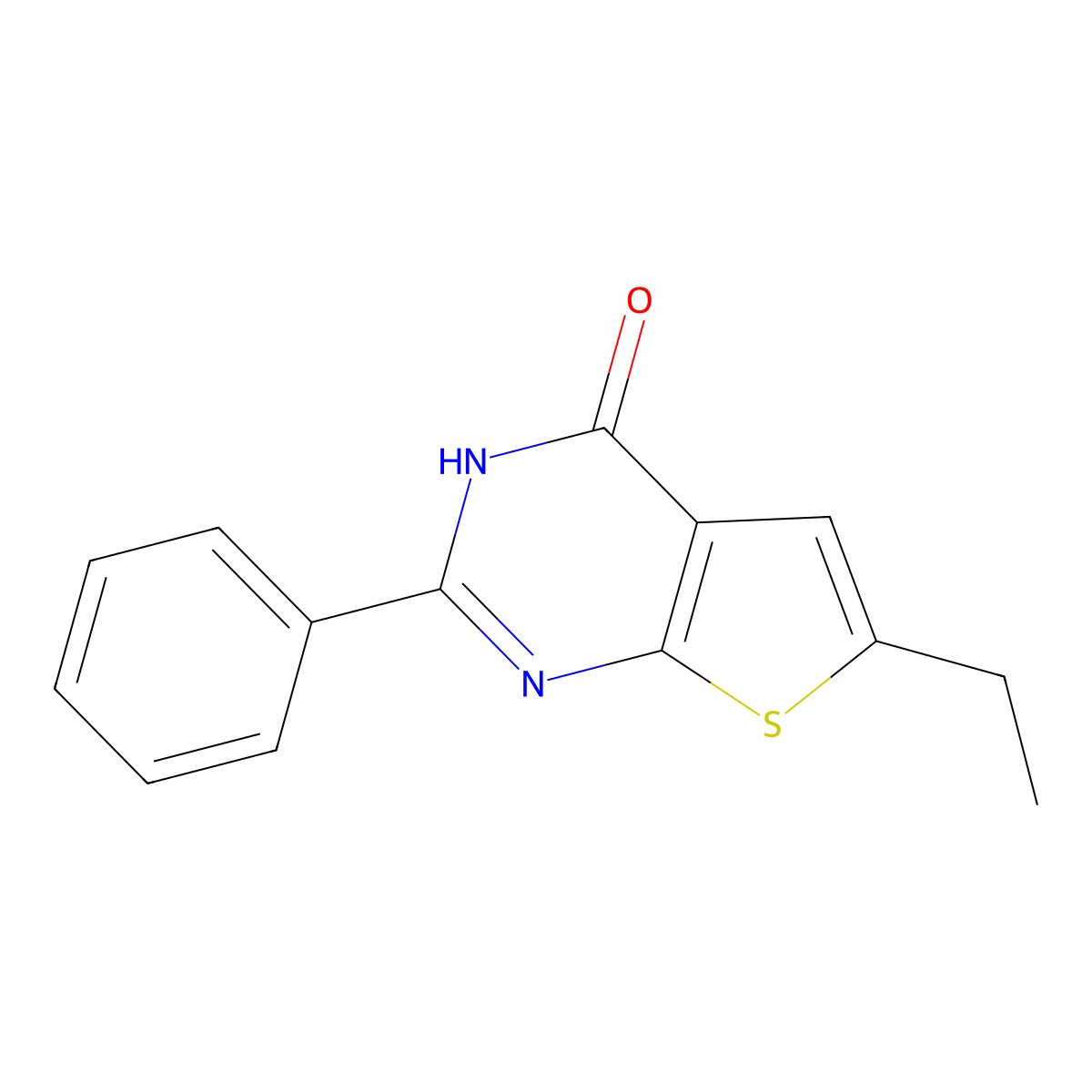 6-ethyl-2-phenyl-3H-thieno[2,3-d]pyrimidin-4-one molecular structure, CAS 18002-00-1