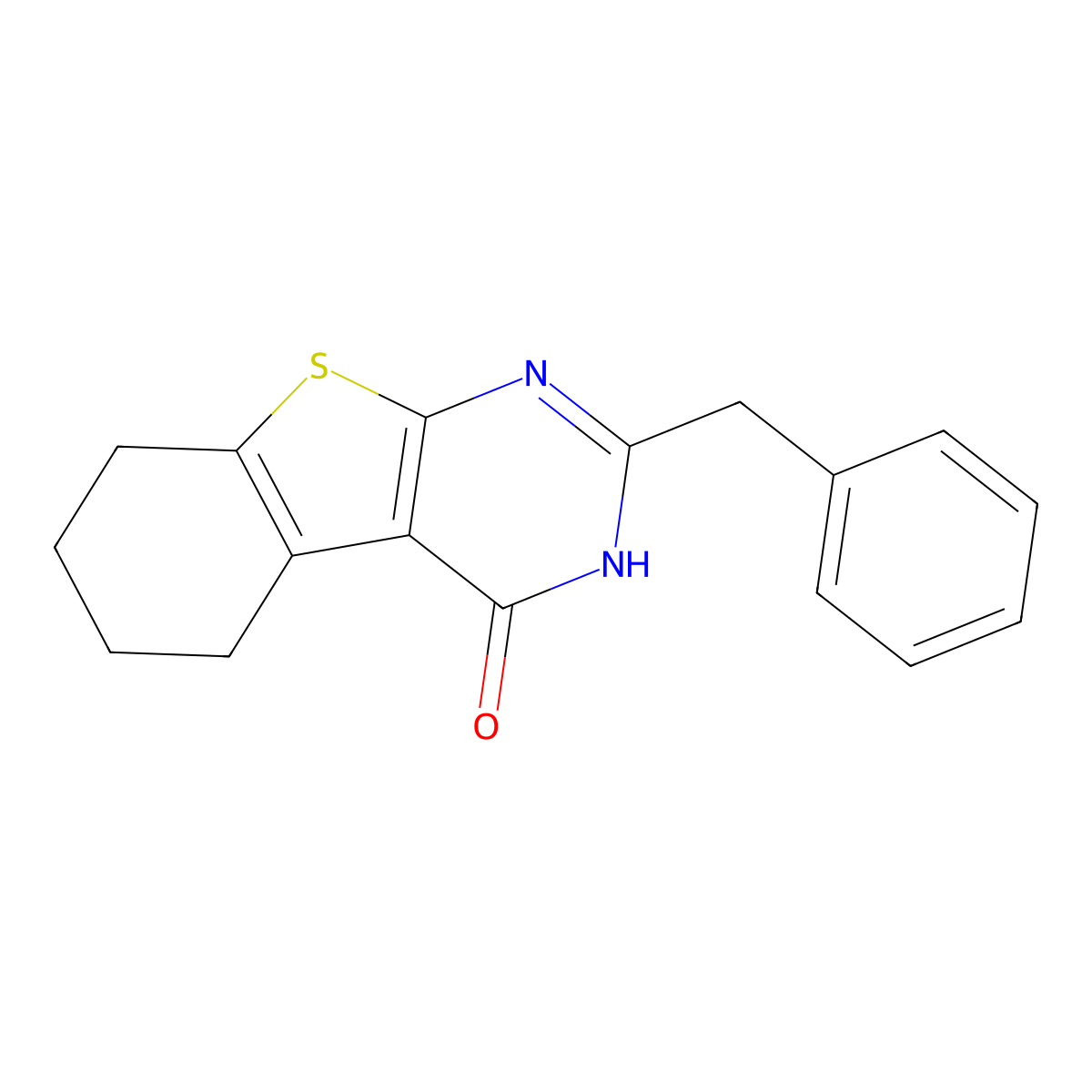 2-Benzyl-5,6,7,8-tetrahydro-3H-benzo[4,5]thieno[2,3-d]pyrimidin-4-one molecular structure, CAS 18002-03-4