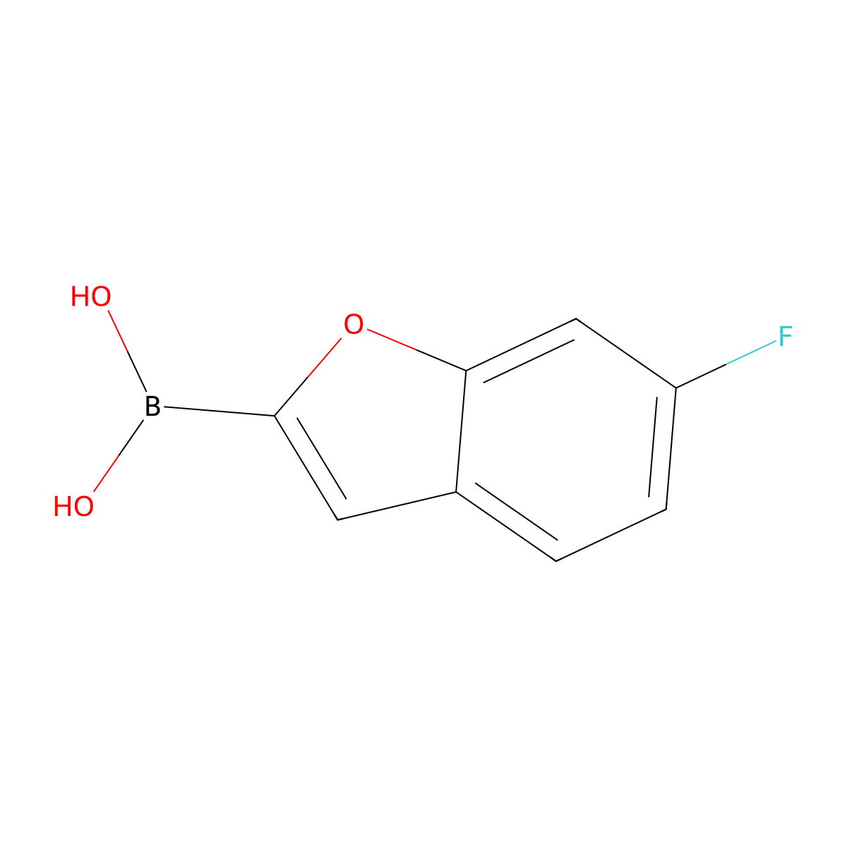 (6-Fluoro-1-benzofuran-2-yl)boronic acid molecular structure, CAS 1800231-48-4