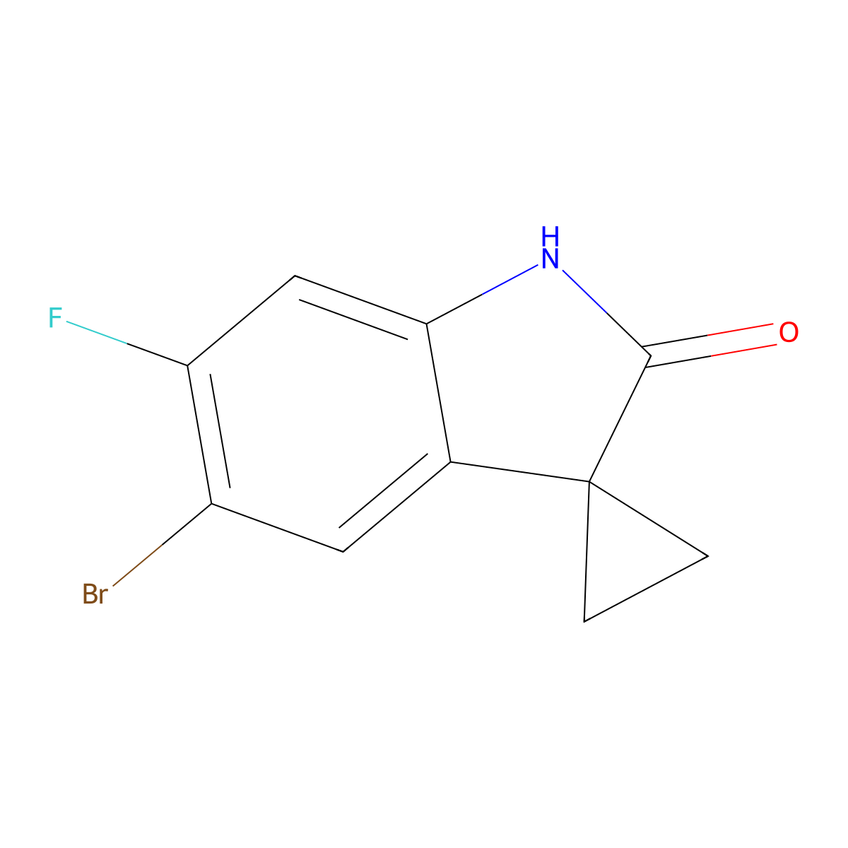 5'-Bromo-6'-fluorospiro[cyclopropane-1,3'-indolin]-2'-one molecular structure, CAS 1800260-55-2