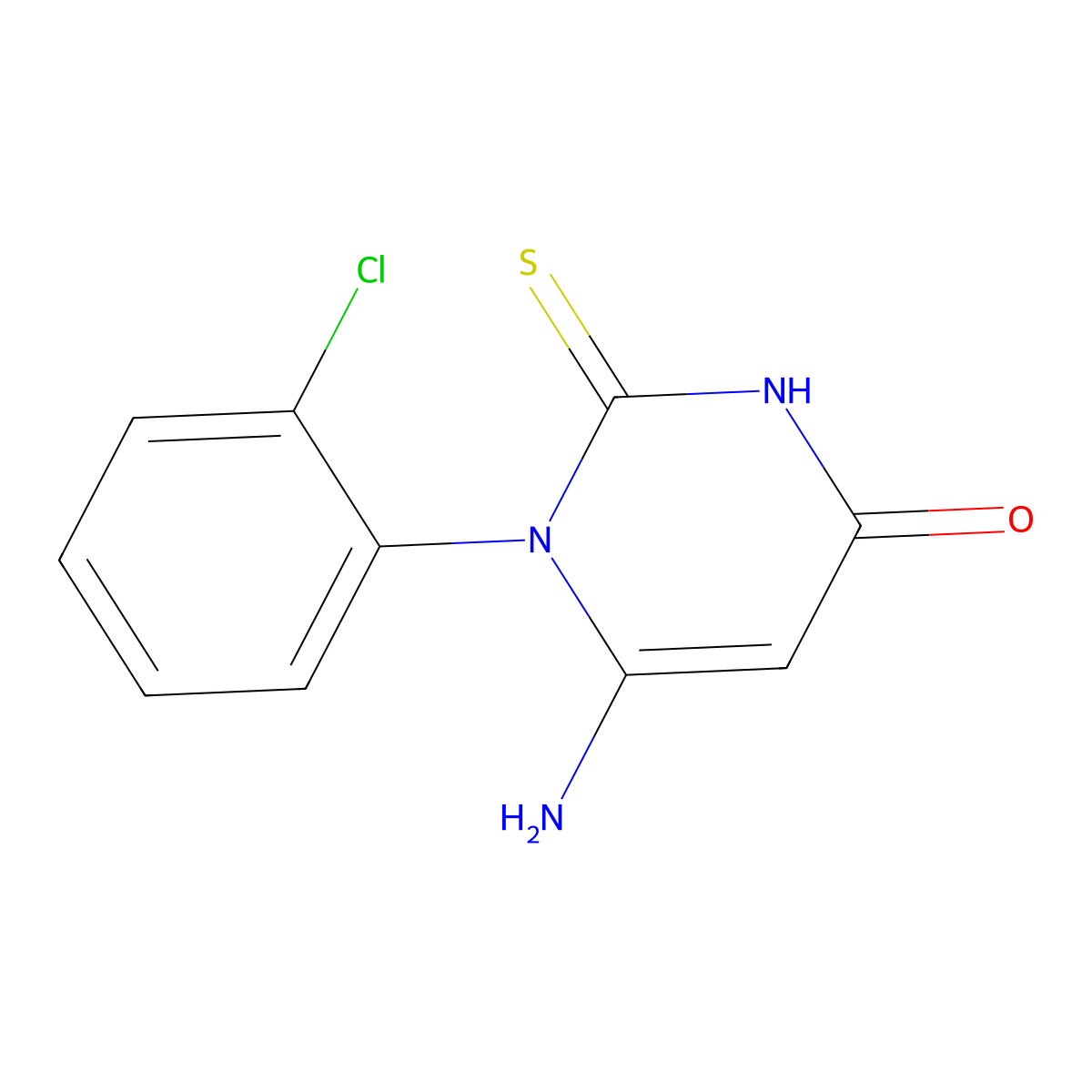 6-Amino-1-(2-chlorophenyl)-2,3-dihydro-2-thioxopyrimidine-4-one molecular structure, CAS 180028-92-6