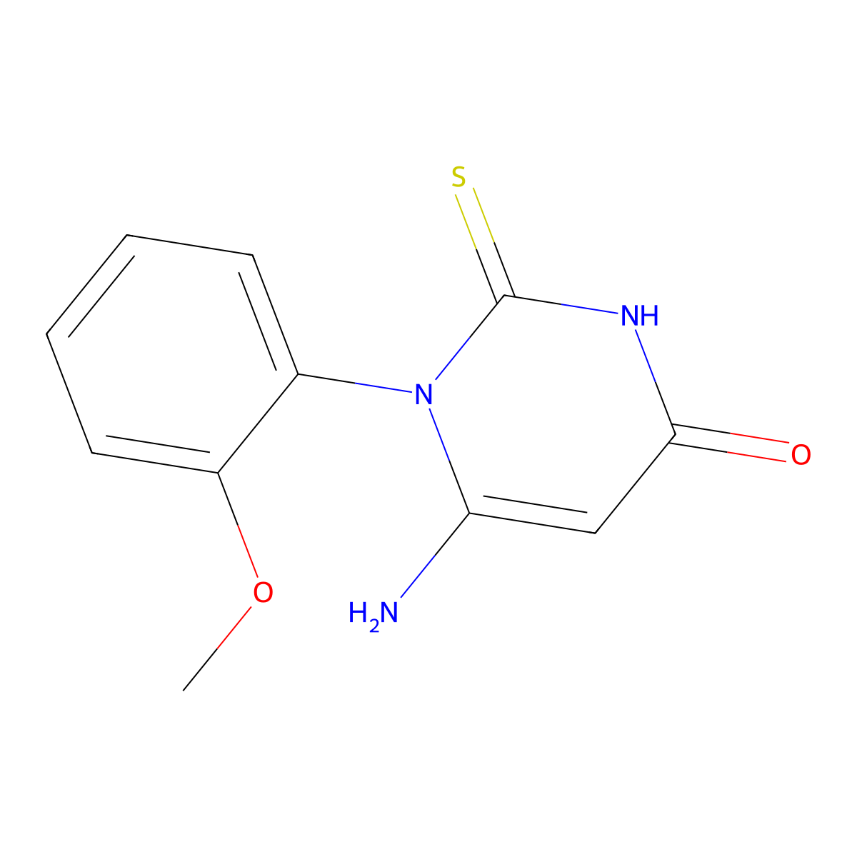 6-amino-1-(2-methoxyphenyl)-2-thioxo-2,3-dihydropyrimidin-4(1H)-one molecular structure, CAS 180028-94-8