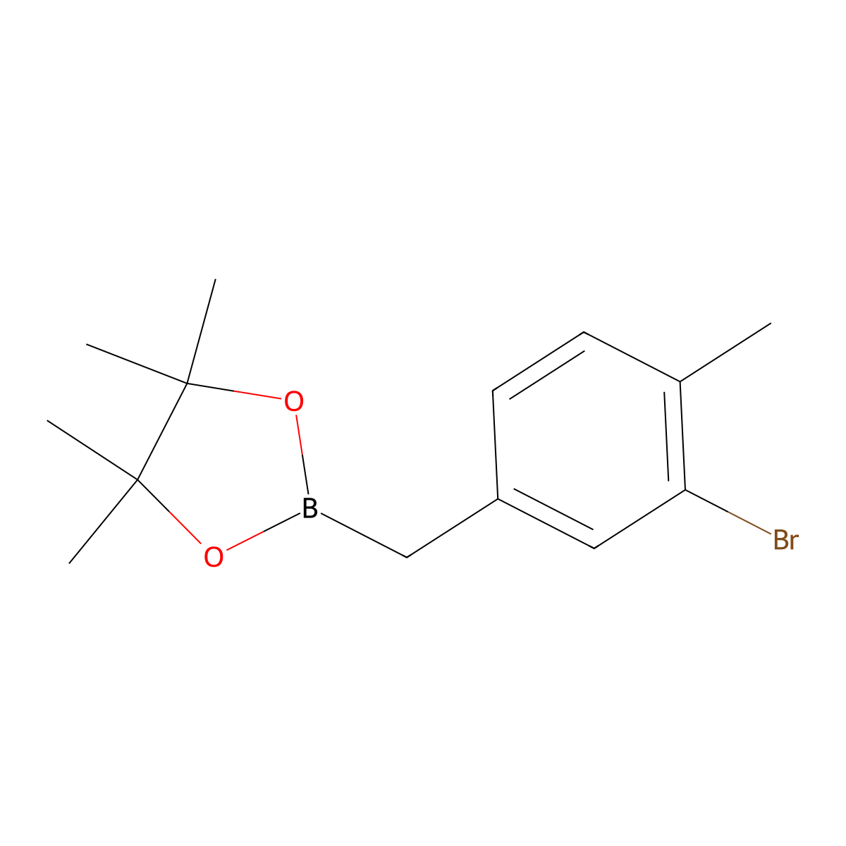 1,3,2-Dioxaborolane, 2-[(3-bromo-4-methylphenyl)methyl]-4,4,5,5-tetramethyl- molecular structure, CAS 1800284-61-0