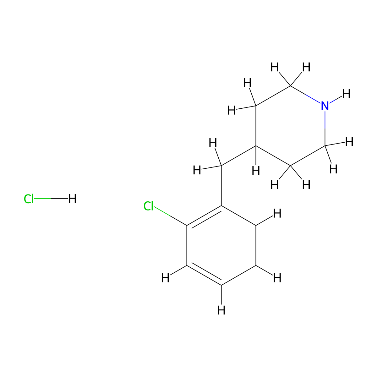 4-((2-Chlorophenyl)methyl)piperidine hydrochloride molecular structure, CAS 1800302-94-6