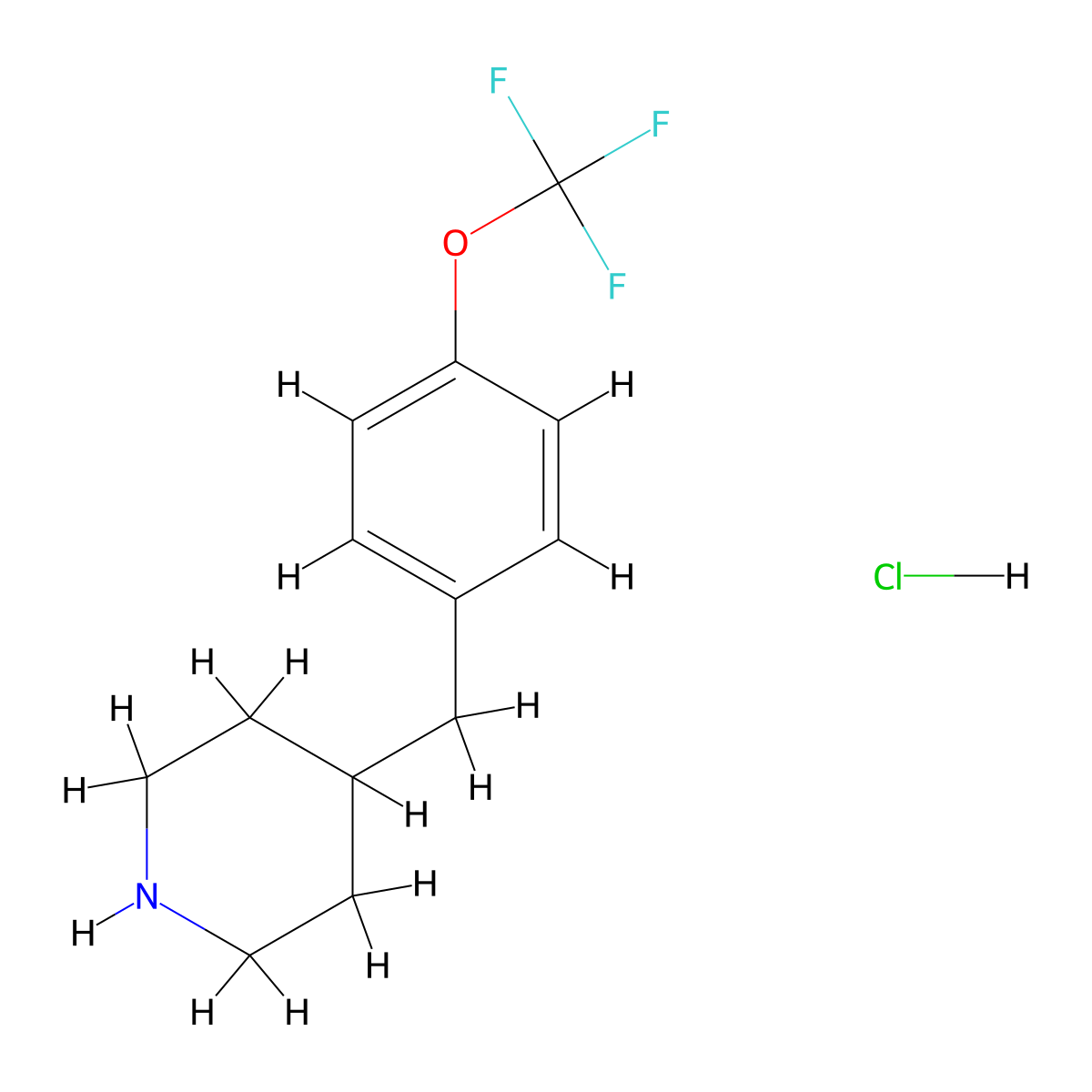 4-((4-(Trifluoromethoxy)phenyl)methyl)piperidine hydrochloride molecular structure, CAS 1800303-78-9