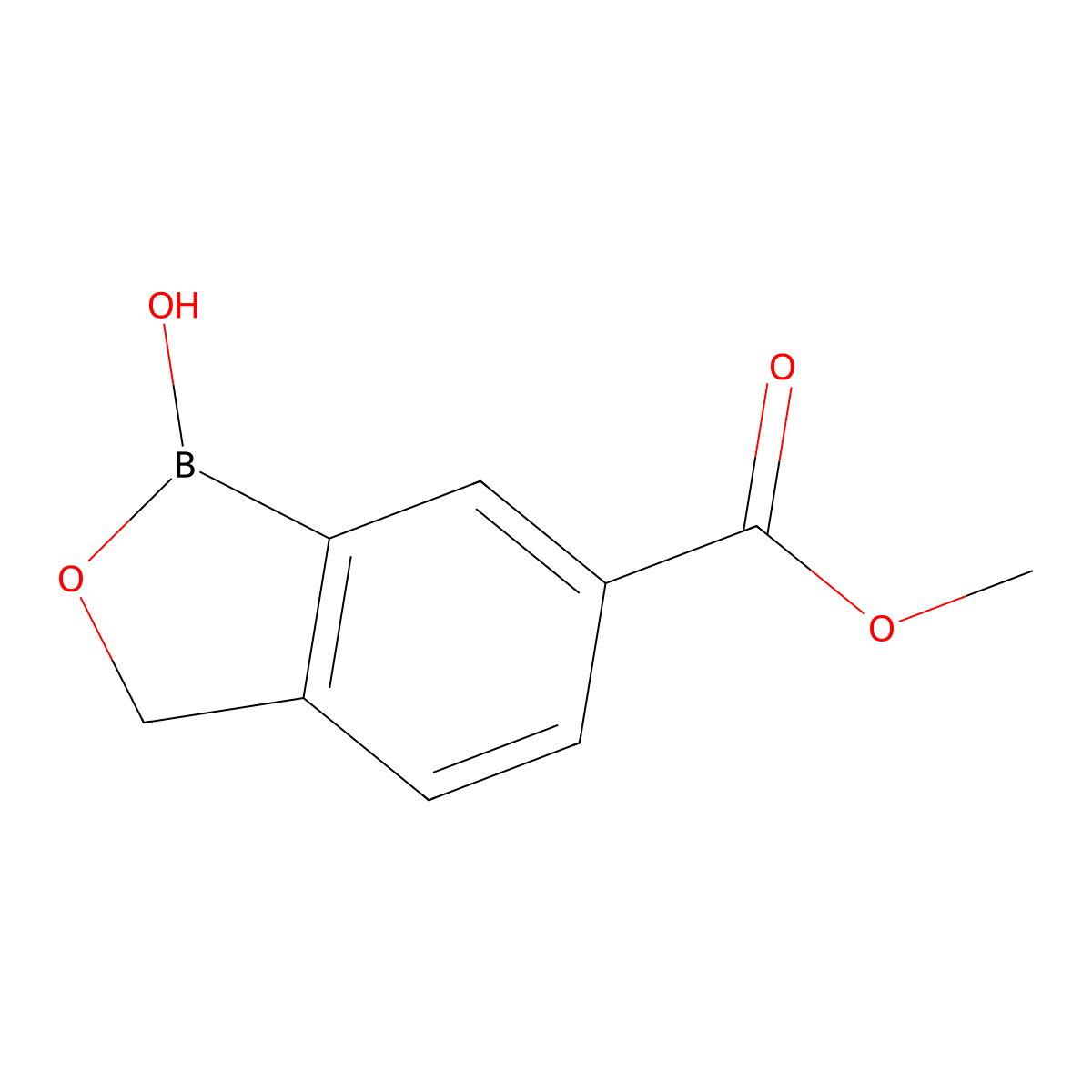 Methyl 1-hydroxy-1,3-dihydro-2,1-benzoxaborole-6-carboxylate molecular structure, CAS 1800305-79-6
