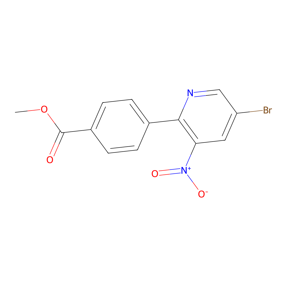 Methyl 4-(5-bromo-3-nitropyridin-2-yl)benzoate molecular structure, CAS 1800345-13-4