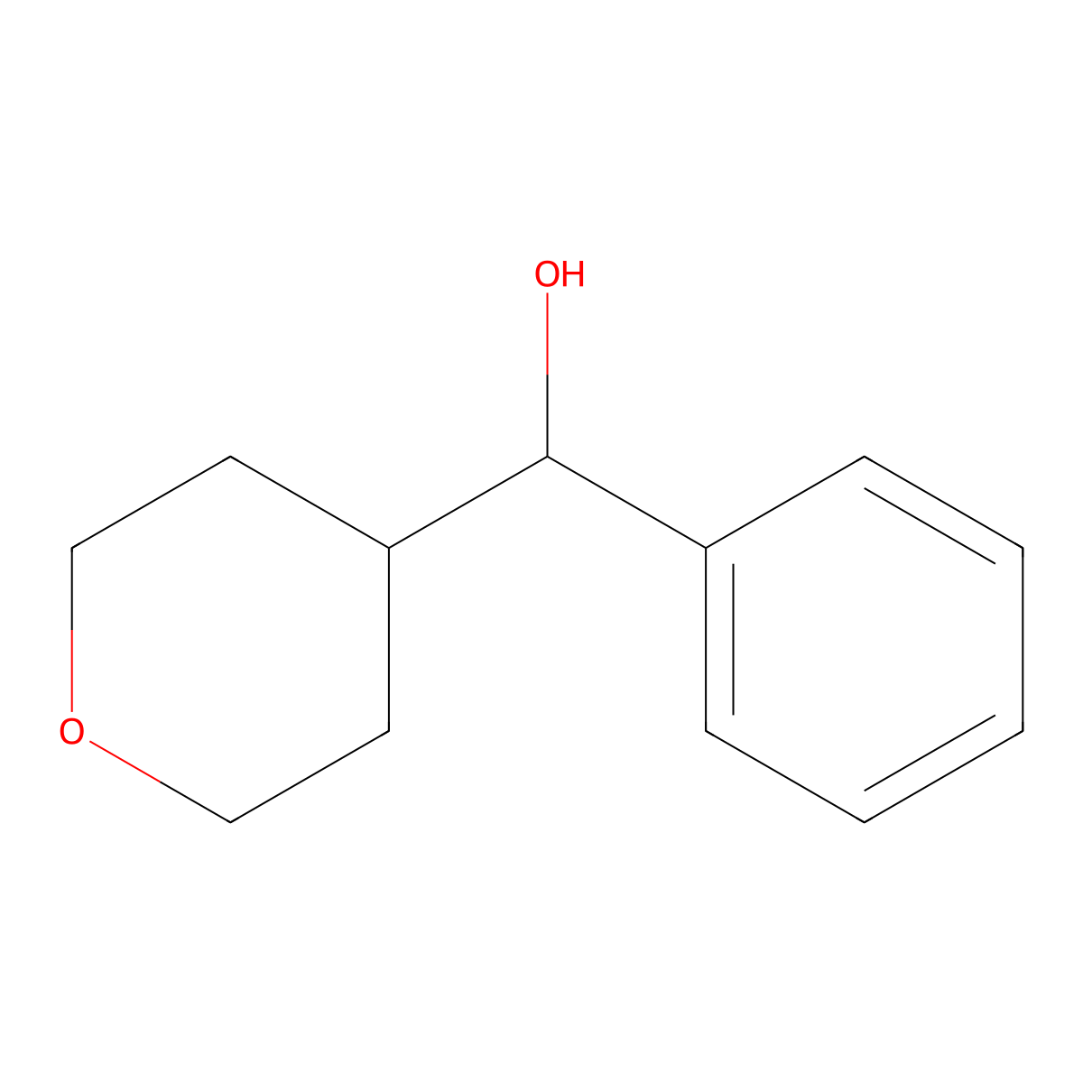 (R)-(Oxan-4-yl)(phenyl)methanol molecular structure, CAS 1800345-36-1
