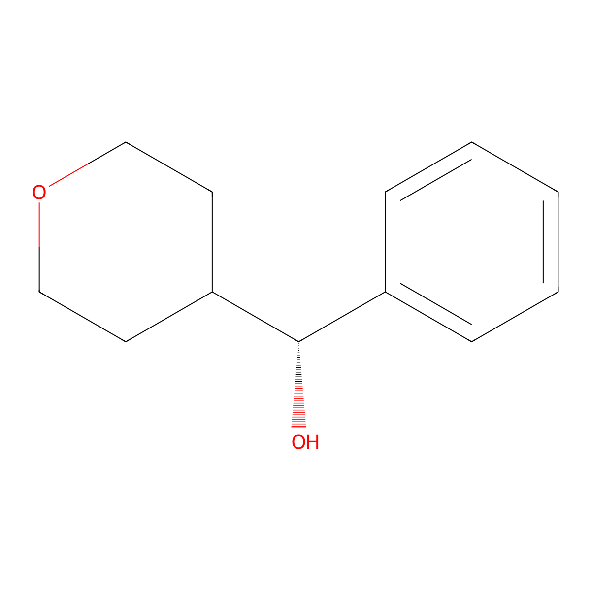 (R)-(Oxan-4-yl)(phenyl)methanol molecular structure, CAS 1800345-36-1