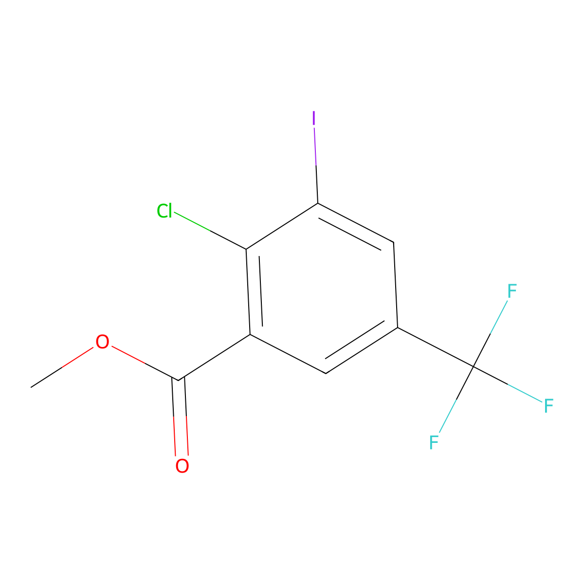 Methyl 2-chloro-3-iodo-5-(trifluoromethyl)benzoate molecular structure, CAS 180035-40-9