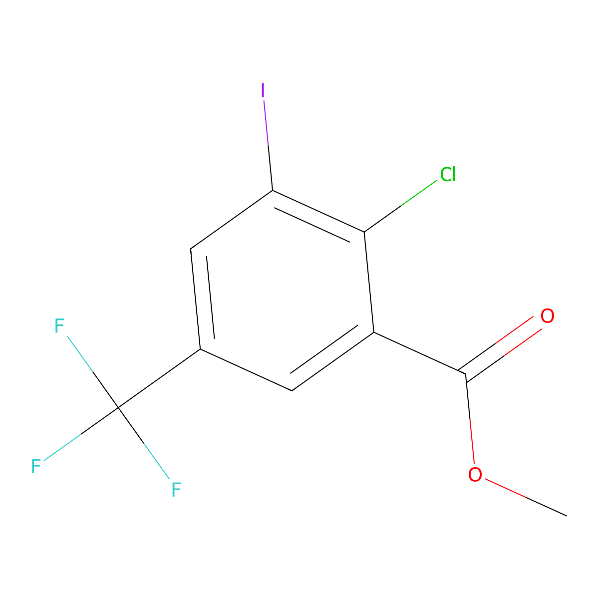 Methyl 2-chloro-3-iodo-5-(trifluoromethyl)benzoate molecular structure, CAS 180035-40-9