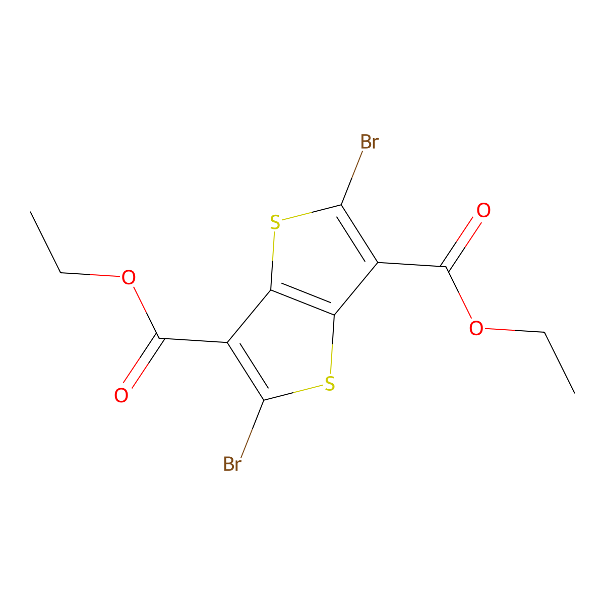Diethyl 2,5-dibromothieno[3,2-b]thiophene-3,6-dicarboxylate molecular structure, CAS 1800376-55-9