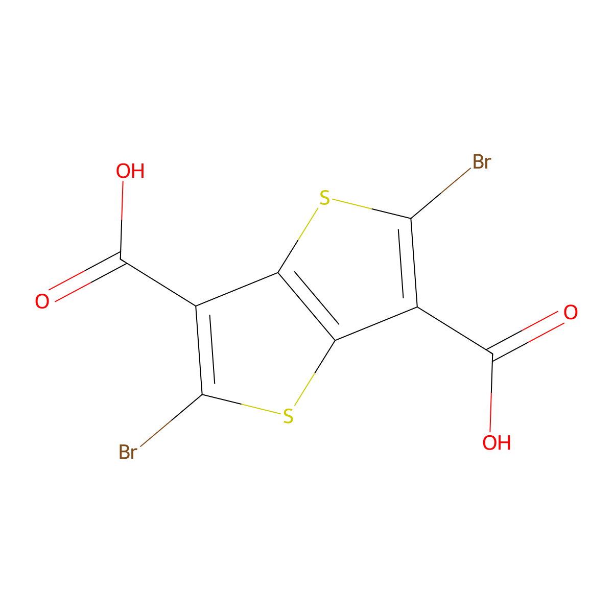 2,5-Dibromothieno[3,2-b]thiophene-3,6-dicarboxylic acid molecular structure, CAS 1800376-56-0