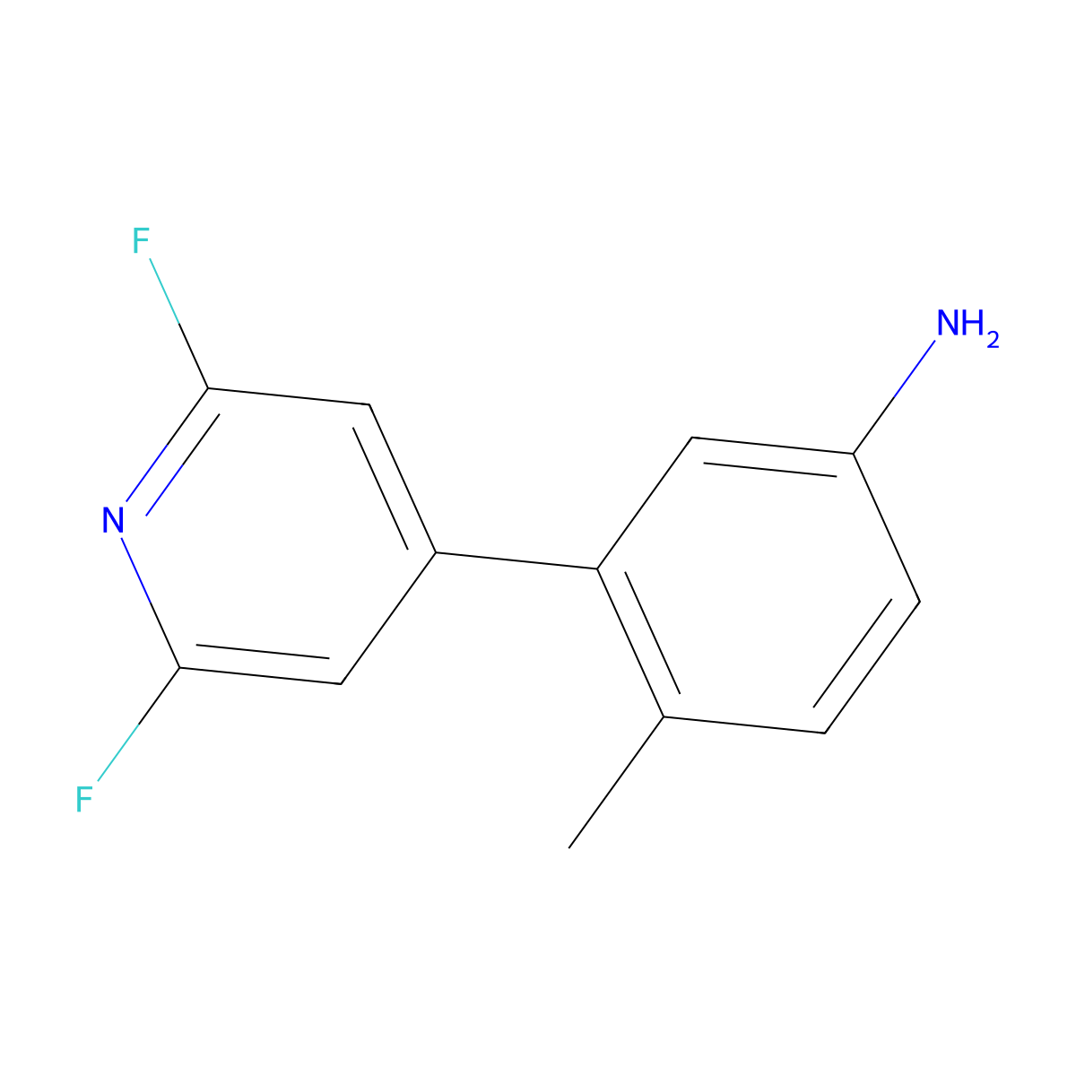 3-(2,6-Difluoropyridin-4-yl)-4-methylaniline molecular structure, CAS 1800399-19-2