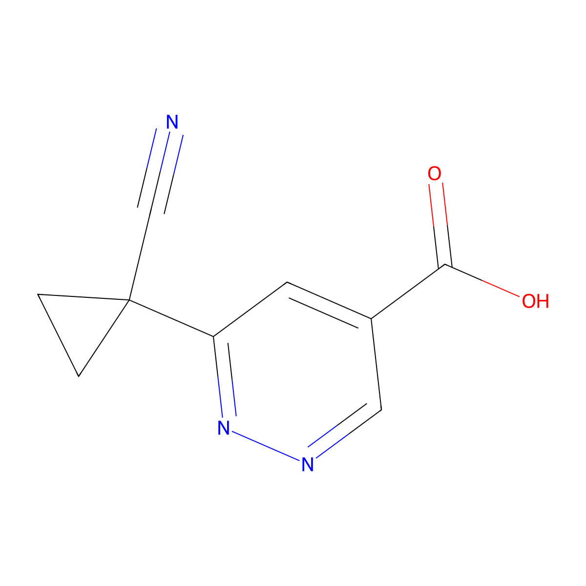 6-(1-Cyanocyclopropyl)pyridazine-4-carboxylic acid molecular structure, CAS 1800399-48-7