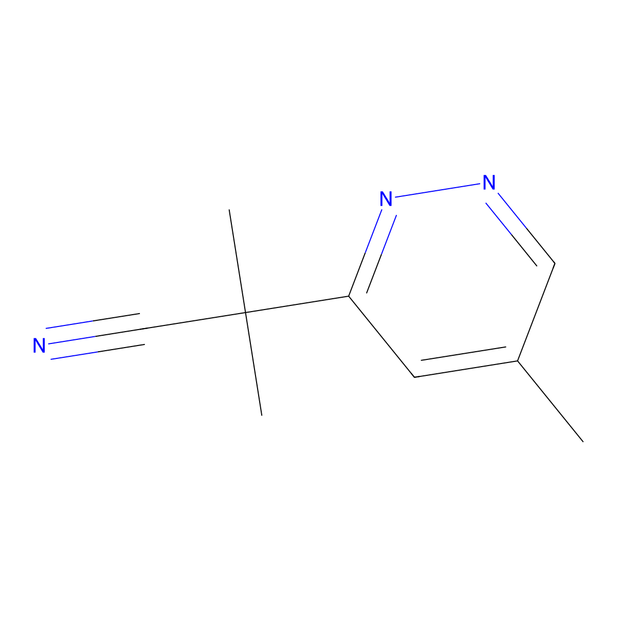 2-Methyl-2-(5-methylpyridazin-3-yl)propanenitrile molecular structure, CAS 1800399-56-7