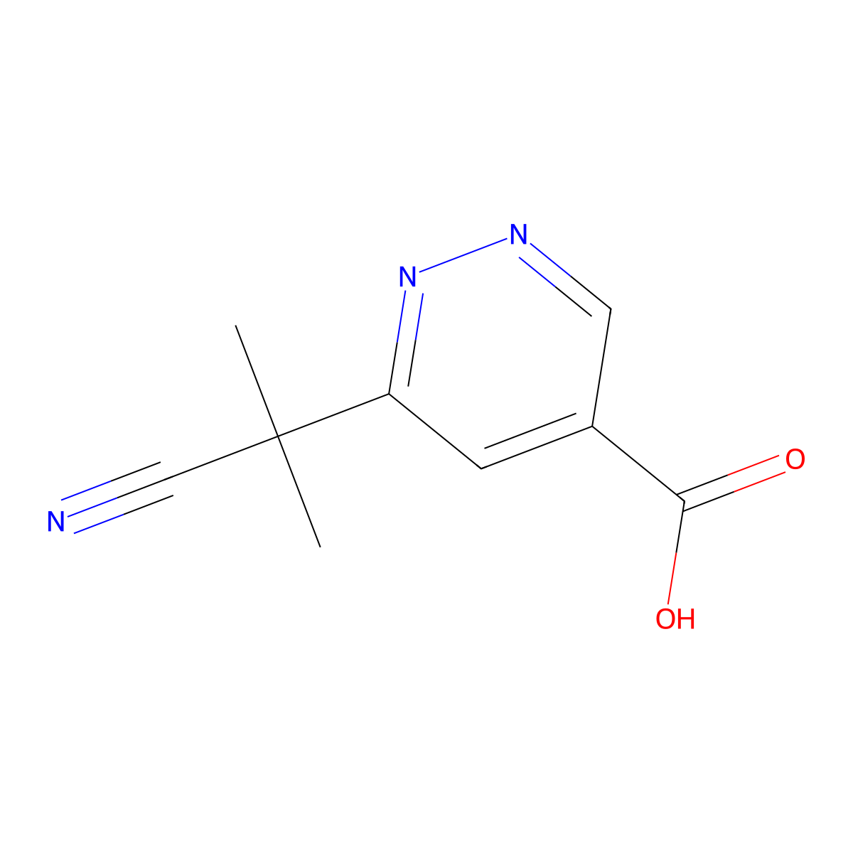 6-(2-Cyanopropan-2-yl)pyridazine-4-carboxylic acid molecular structure, CAS 1800399-57-8