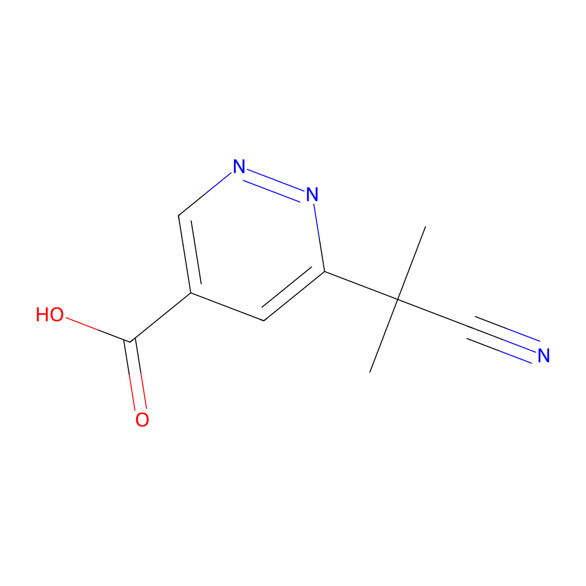 6-(2-Cyanopropan-2-yl)pyridazine-4-carboxylic acid molecular structure, CAS 1800399-57-8