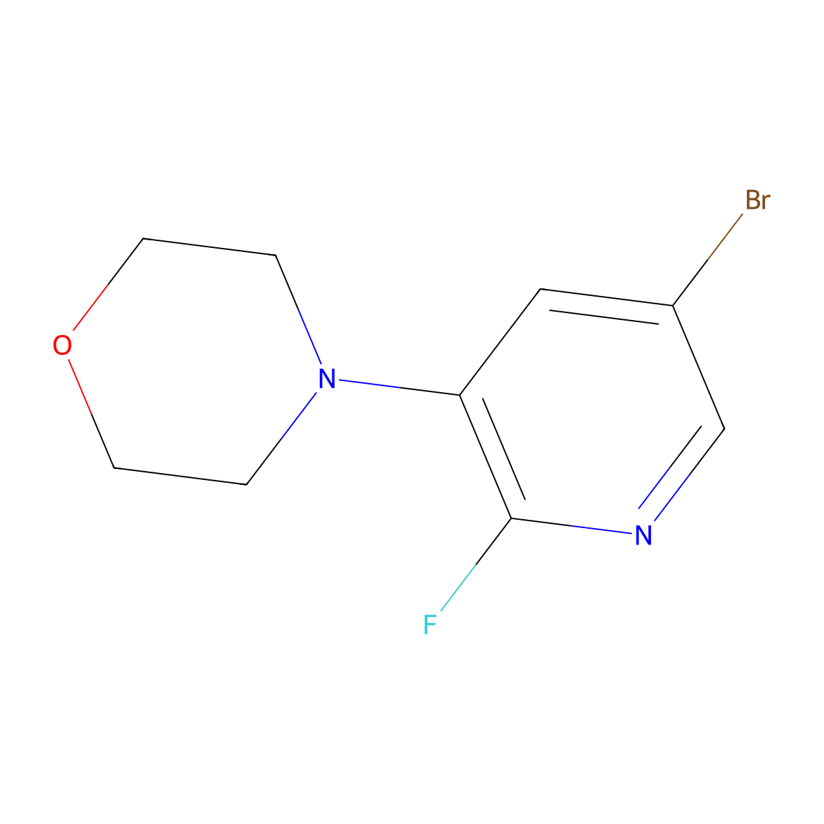 4-(5-Bromo-2-fluoropyridin-3-yl)morpholine molecular structure, CAS 1800399-58-9