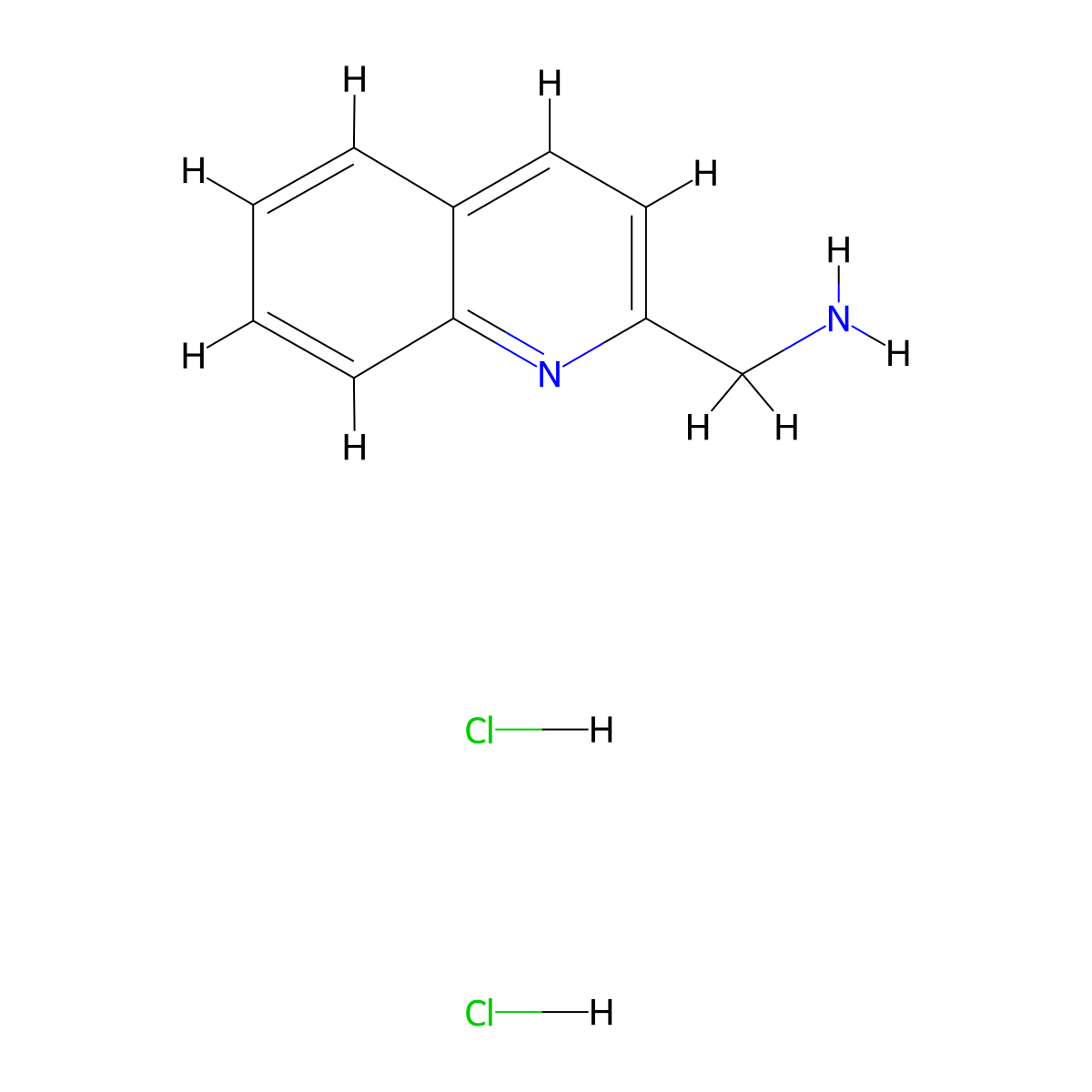 (Quinolin-2-yl)methanamine dihydrochloride molecular structure, CAS 18004-62-1