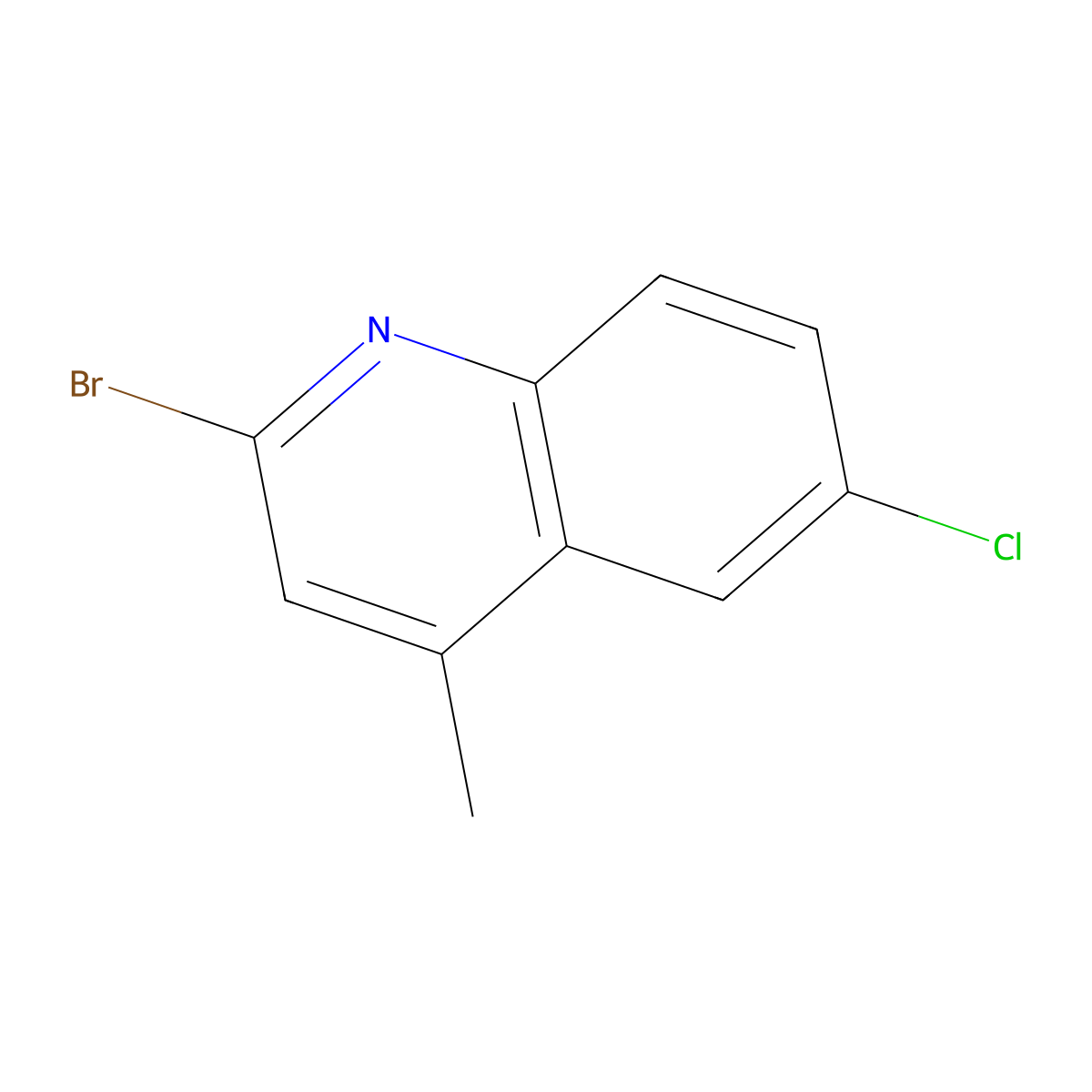 2-Bromo-6-chloro-4-methylquinoline molecular structure, CAS 18004-64-3