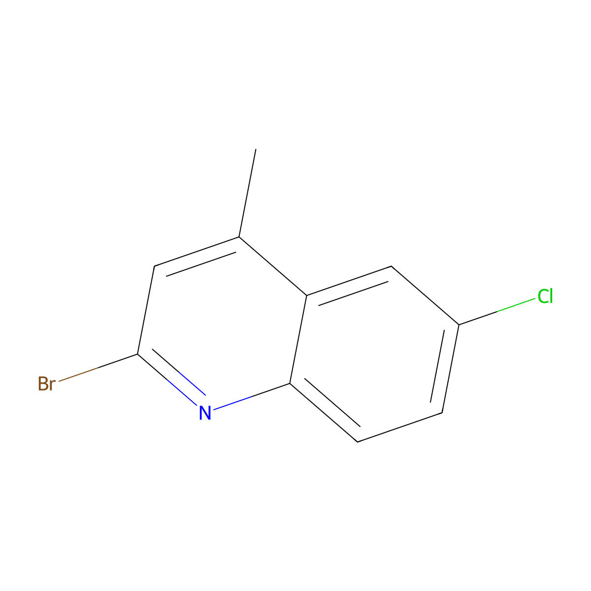 2-Bromo-6-chloro-4-methylquinoline molecular structure, CAS 18004-64-3