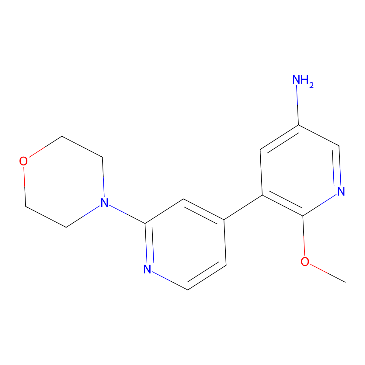 2-Methoxy-2'-morpholino-[3,4'-bipyridin]-5-amine molecular structure, CAS 1800401-64-2