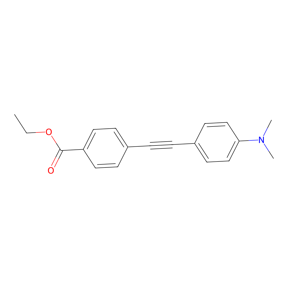 Ethyl 4-((4-(dimethylamino)phenyl)ethynyl)benzoate molecular structure, CAS 1800420-79-4