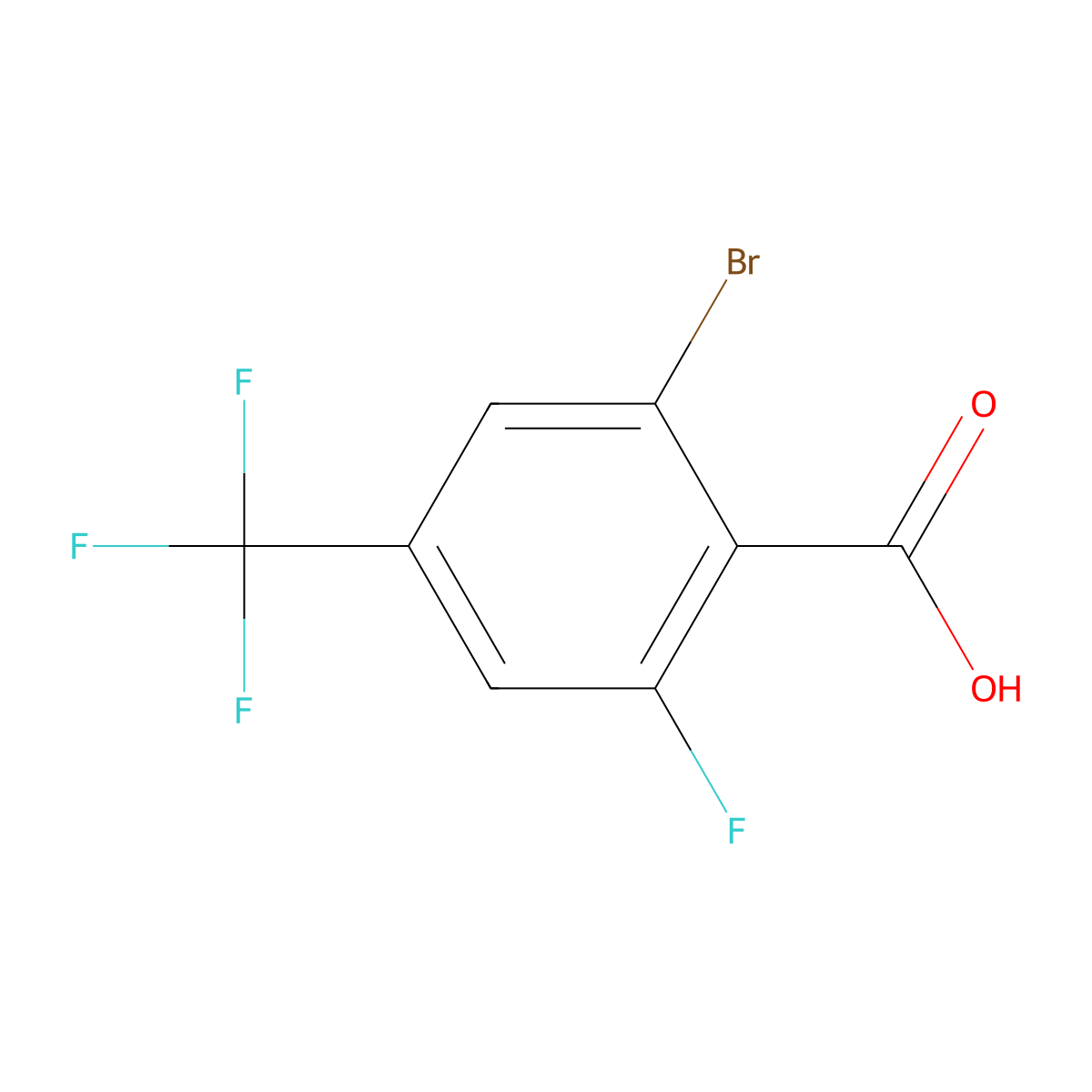 2-Bromo-6-fluoro-4-(trifluoromethyl)benzoic acid molecular structure, CAS 1800423-60-2
