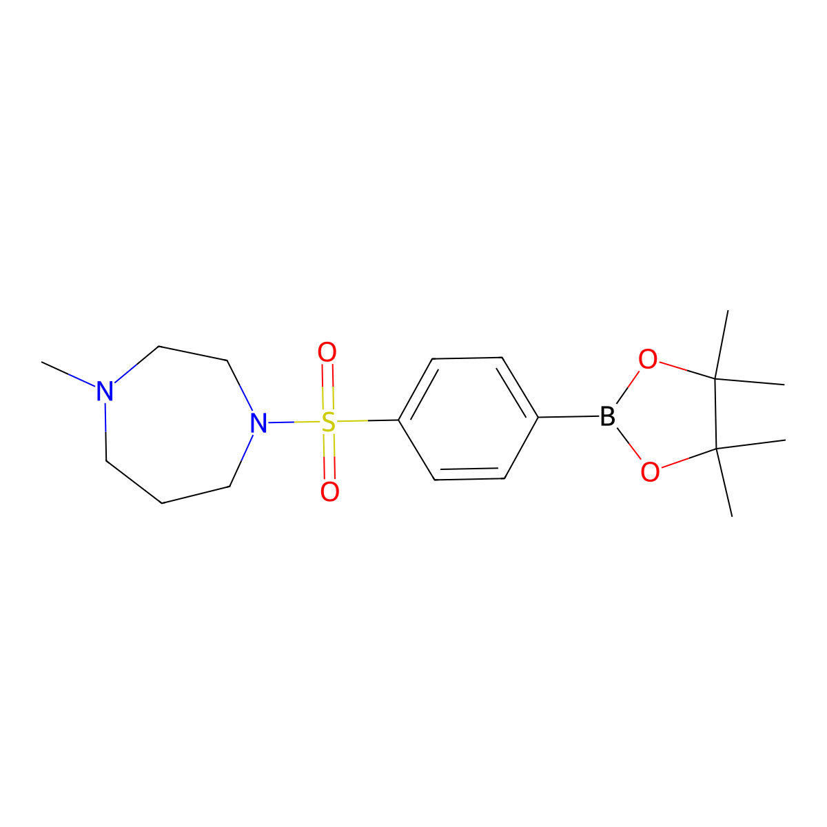 1-Methyl-4-((4-(4,4,5,5-tetramethyl-1,3,2-dioxaborolan-2-yl)phenyl)sulfonyl)-1,4-diazepane molecular structure, CAS 1800426-81-6