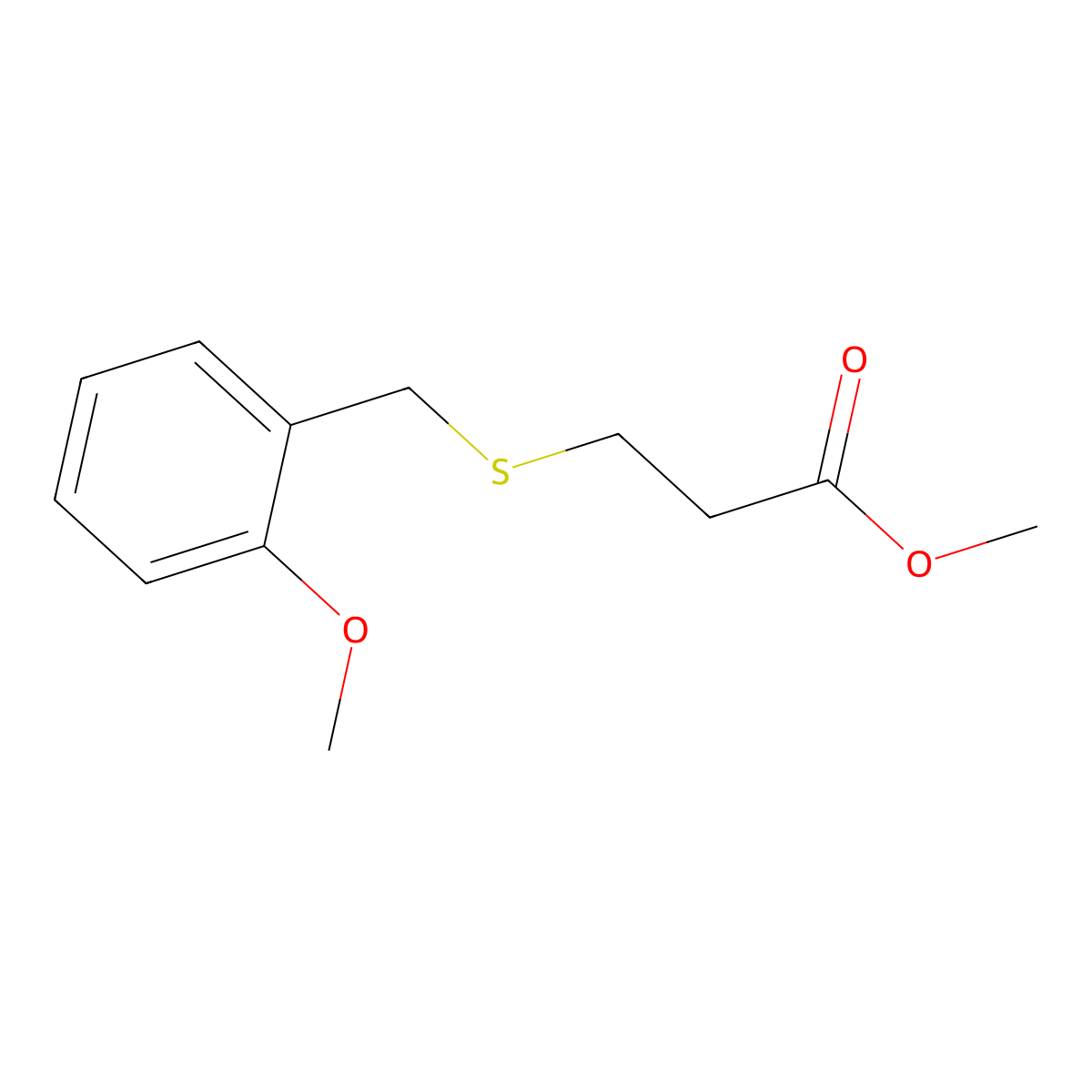Methyl 3-{[(2-methoxyphenyl)methyl]sulfanyl}propanoate molecular structure, CAS 180044-50-2