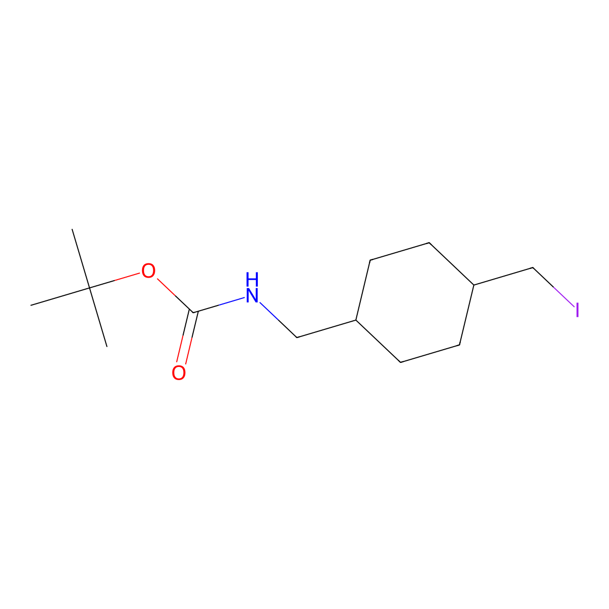 trans-N-Boc-4-(iodomethyl)cyclohexane-1-methanamine molecular structure, CAS 180046-37-1