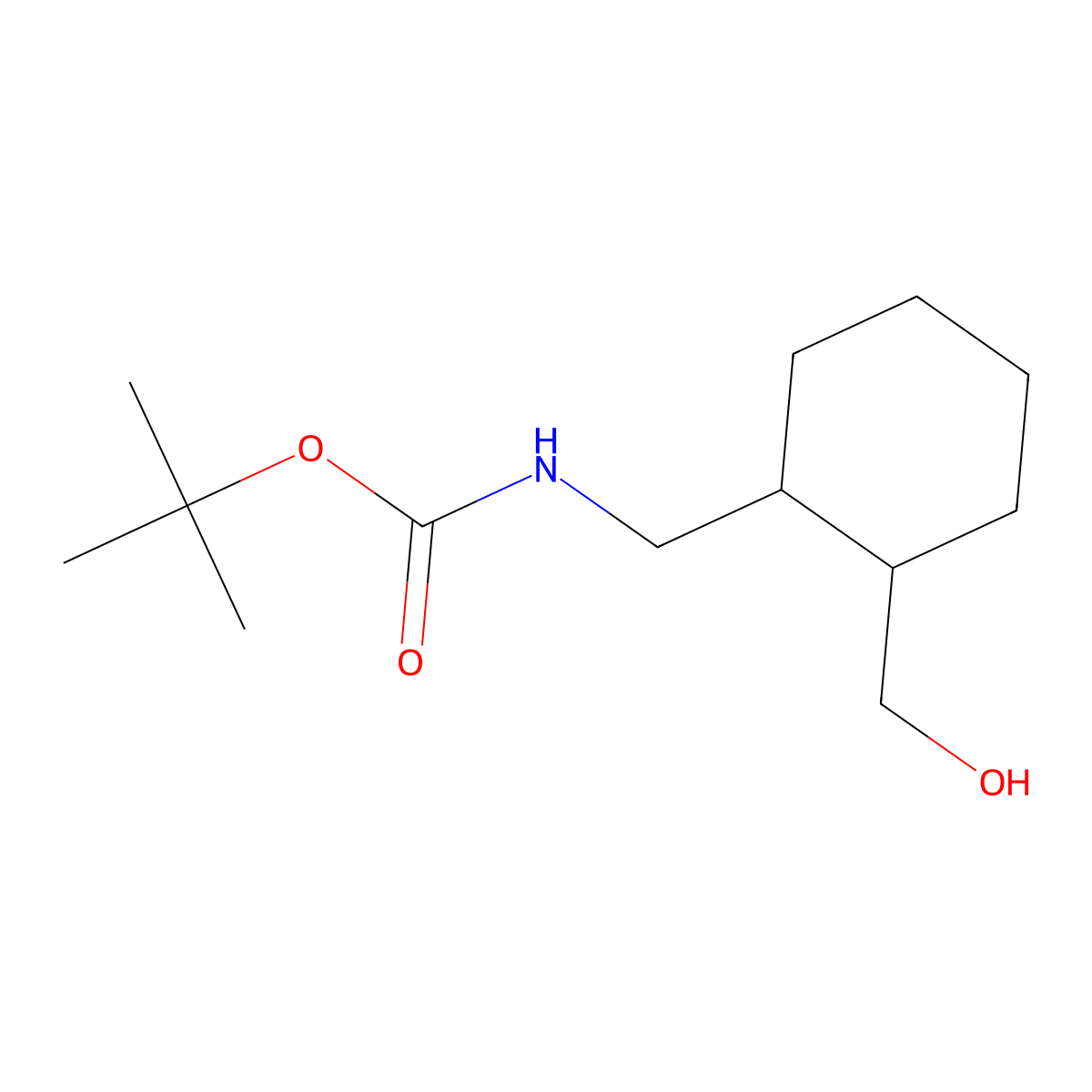 Cis-tert-Butyl ((2-(hydroxymethyl)cyclohexyl)methyl)carbamate molecular structure, CAS 180046-80-4