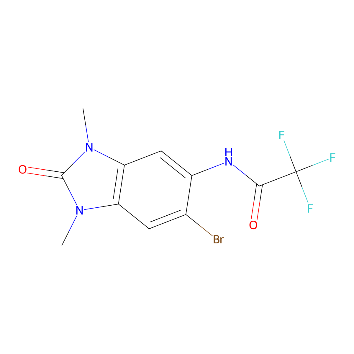 N-(6-bromo-1,3-dimethyl-2-oxo-2,3-dihydro-1H-benzo[d]imidazol-5-yl)-2,2,2-trifluoroacetamide molecular structure, CAS 1800477-31-9