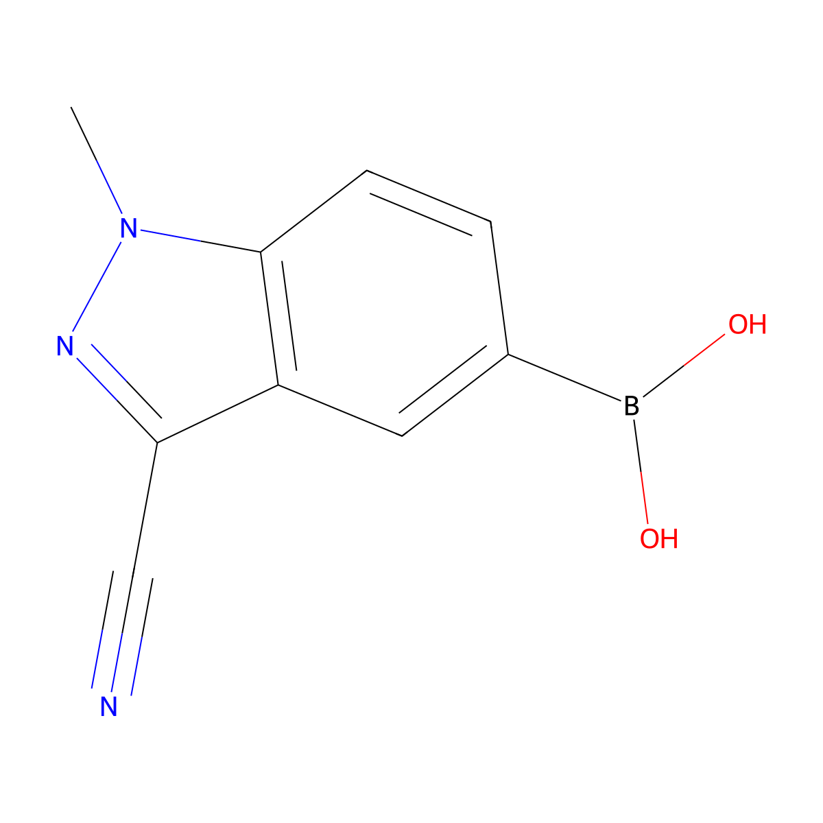(3-Cyano-1-methyl-1H-indazol-5-yl)boronic acid molecular structure, CAS 1800482-69-2