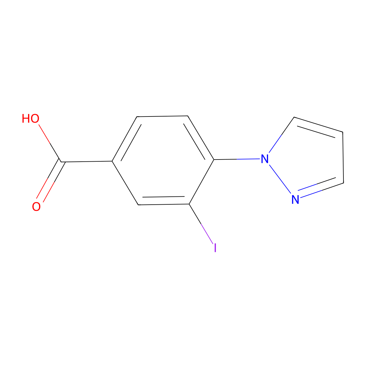 3-Iodo-4-(1h-pyrazol-1-yl)benzoic acid molecular structure, CAS 1800488-76-9